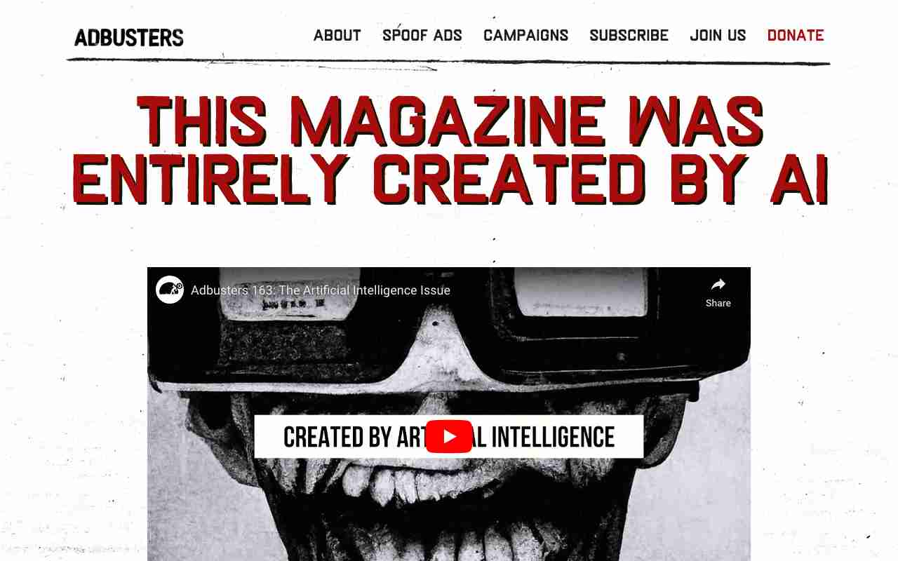 Screenshot of Adbusters Media Foundation website.