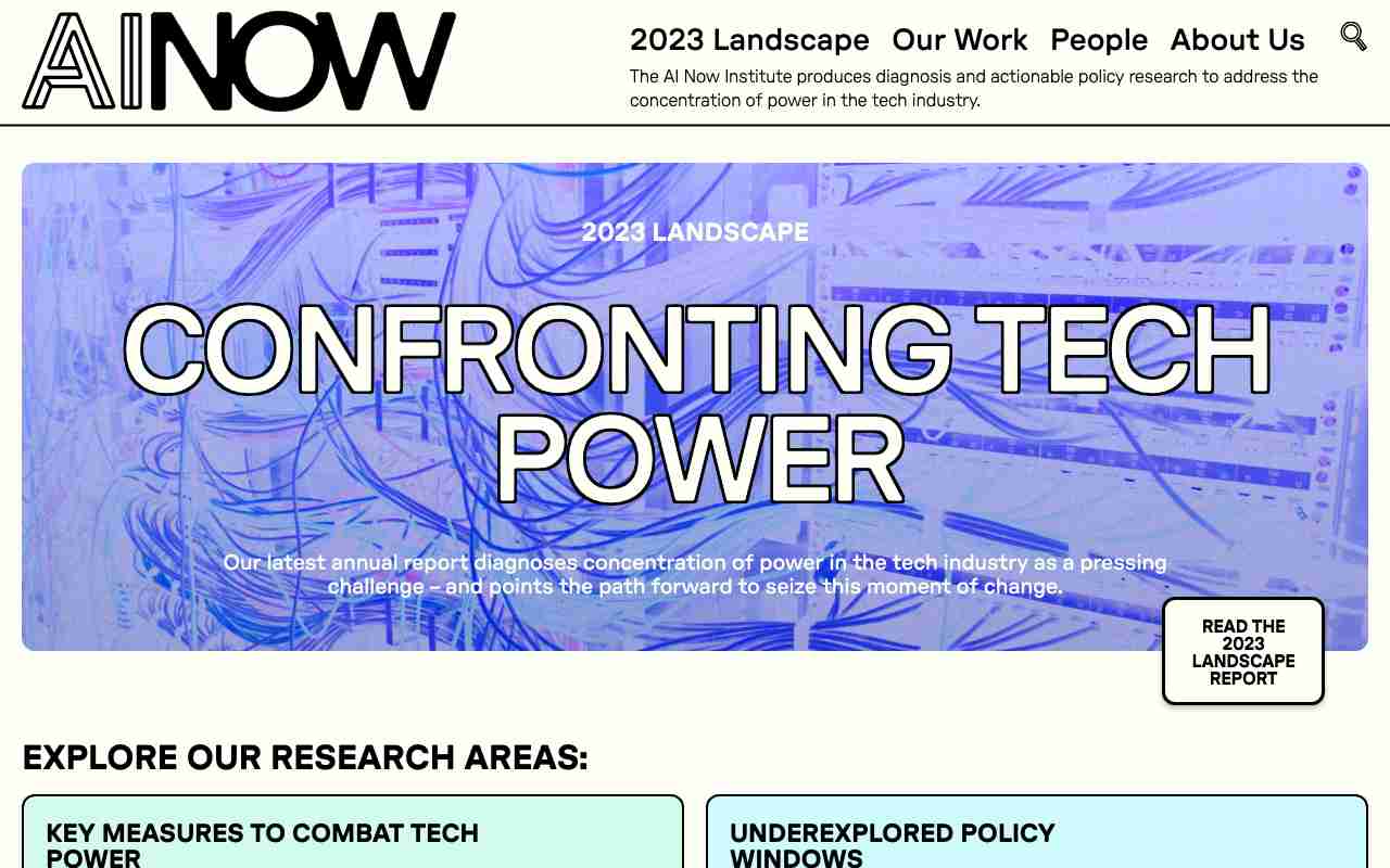 Screenshot of AI Now Institute website.