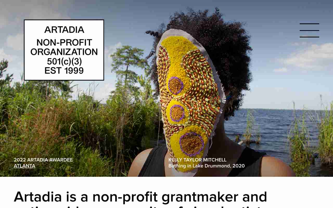 Screenshot of Artadia website.