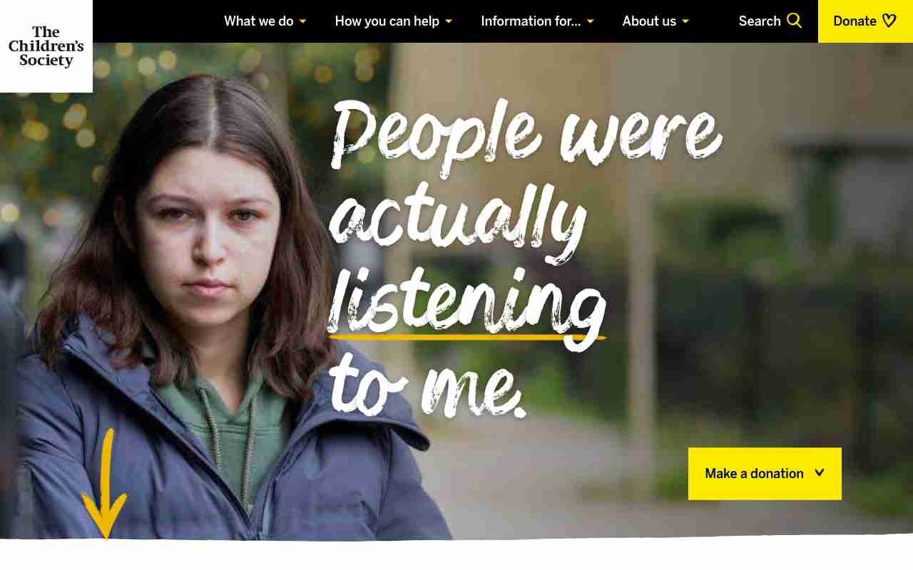 Screenshot of The Children's Society website.
