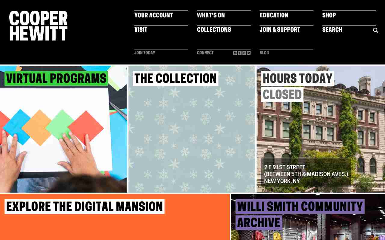 Screenshot of Cooper Hewitt, Smithsonian Design Museum website.
