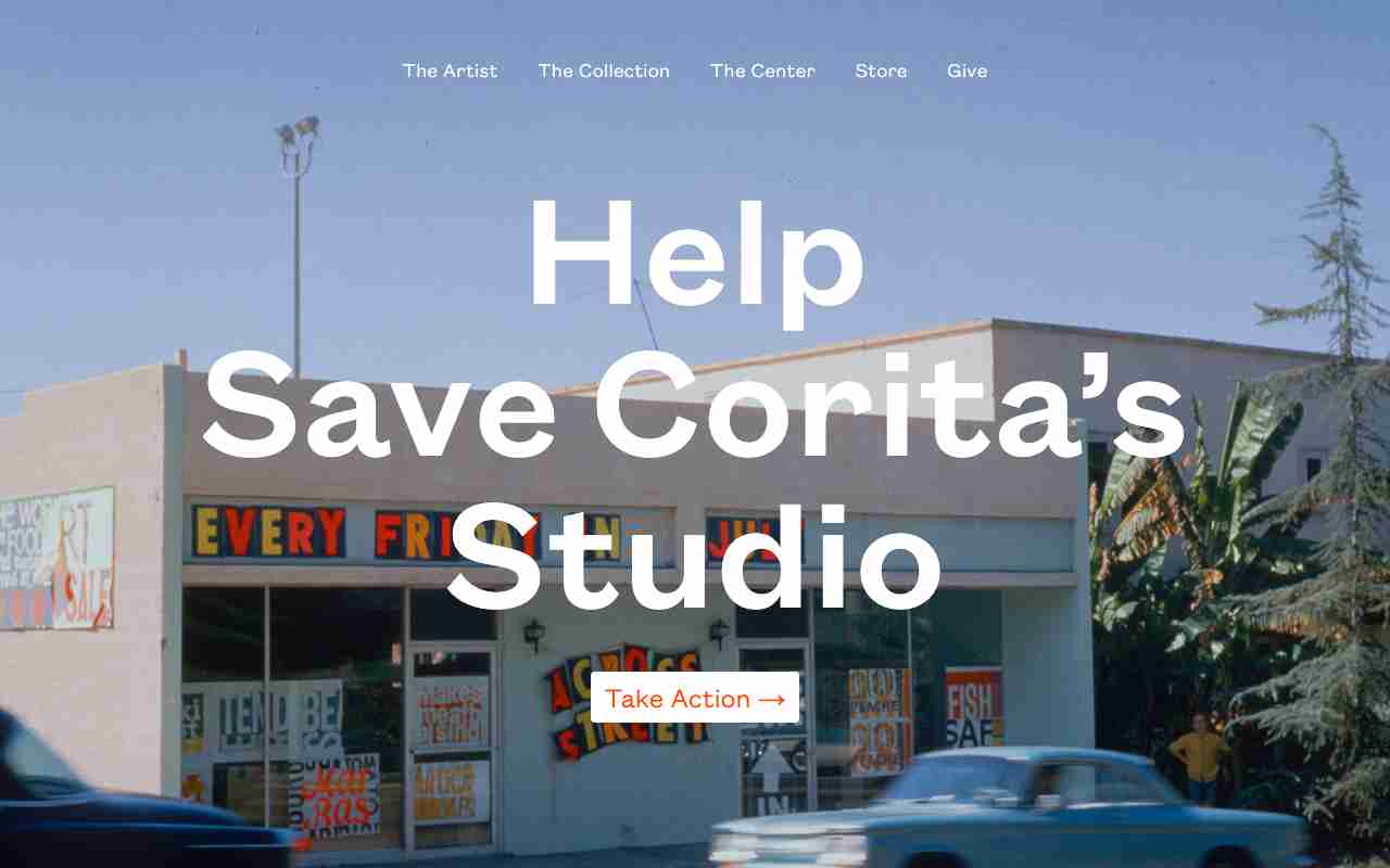 Screenshot of Corita.org website.