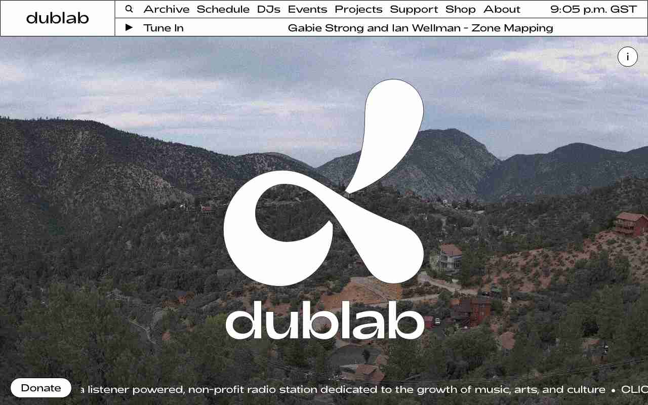 Screenshot of dublab website.
