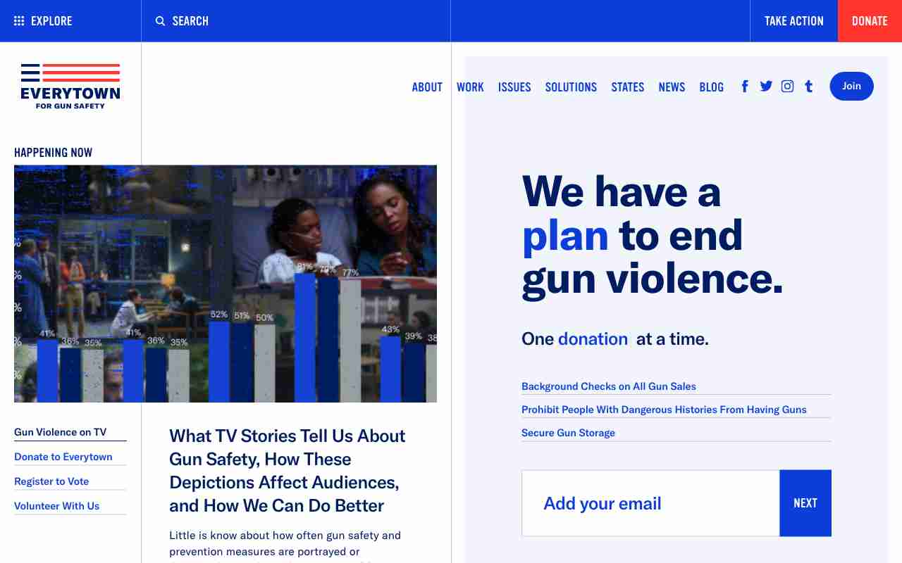 Screenshot of Everytown website.
