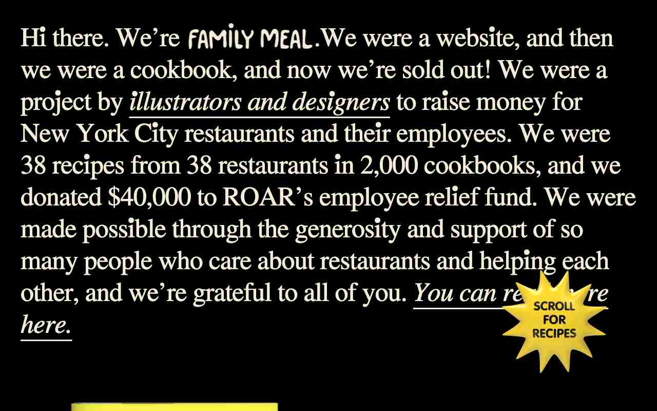 Screenshot of Family Meal website.