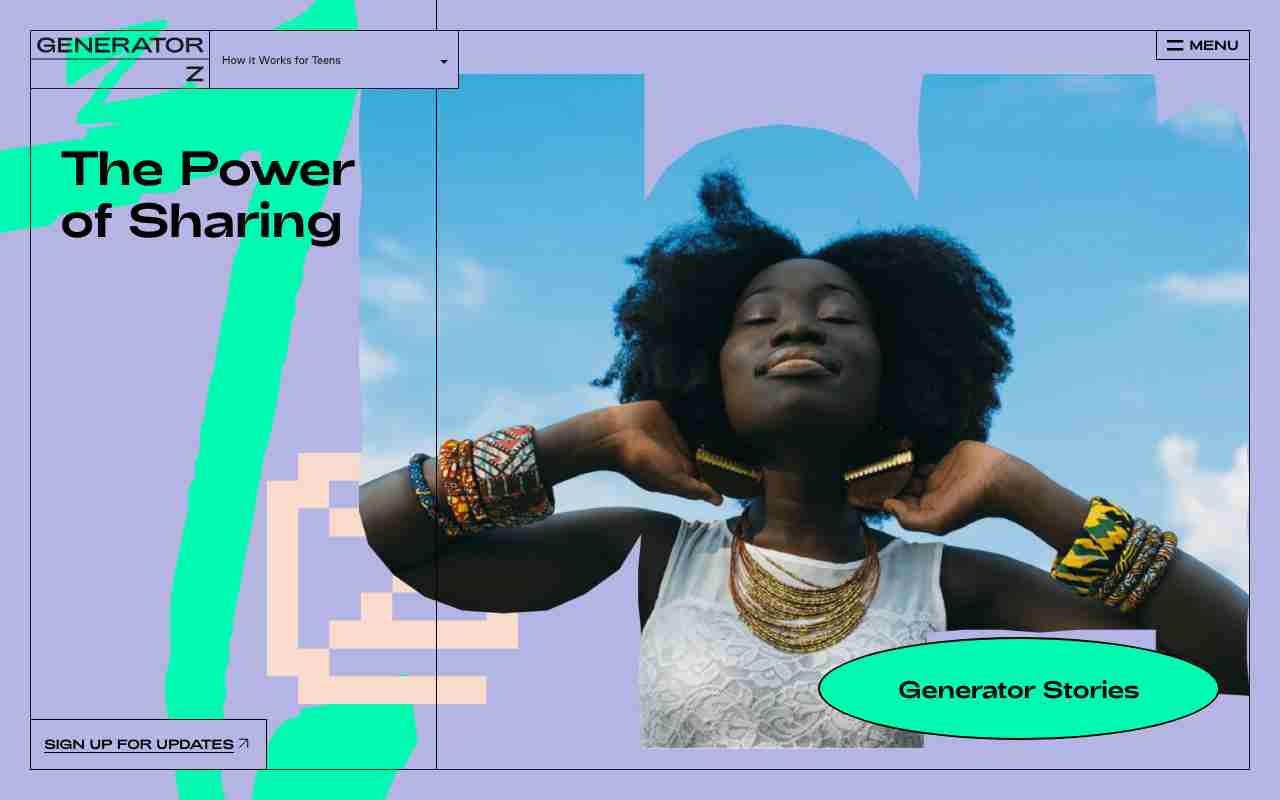 Screenshot of Generator Z website.