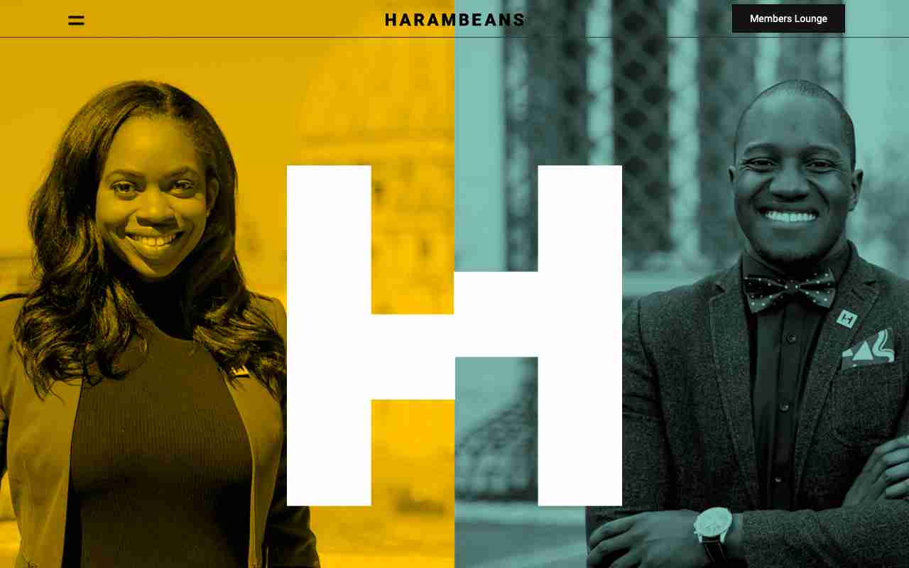 Screenshot of Harambeans website.