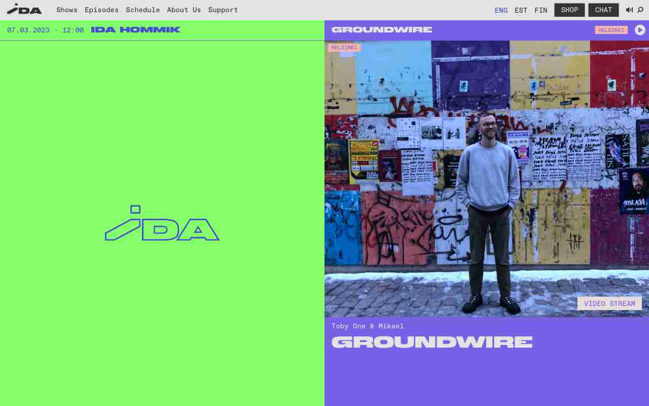 Screenshot of IDA Radio website.