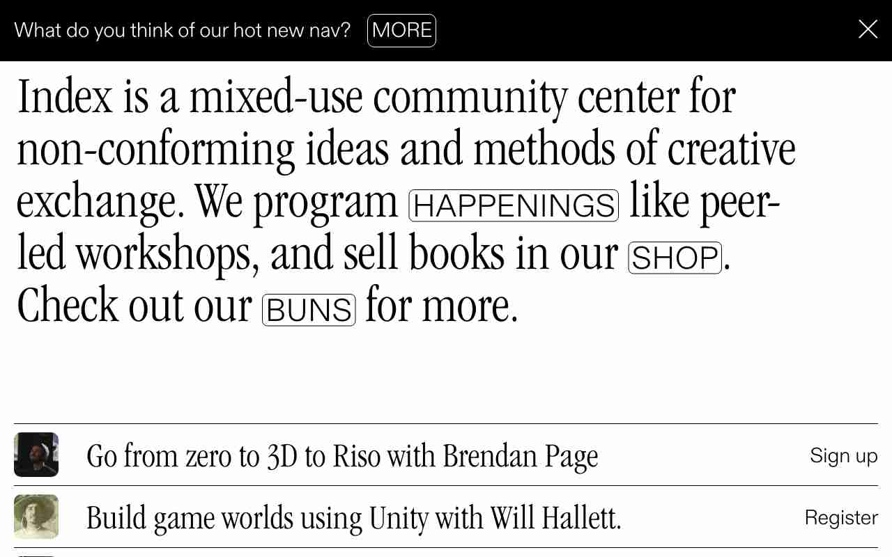 Screenshot of Index website.