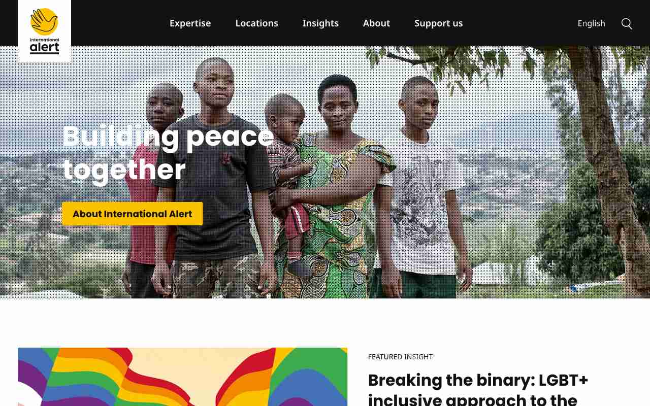 Screenshot of International Alert website.