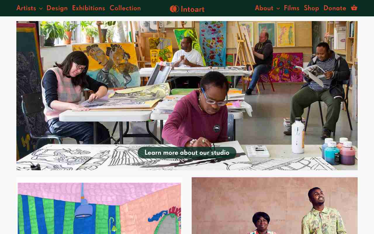 Screenshot of Intoart website.