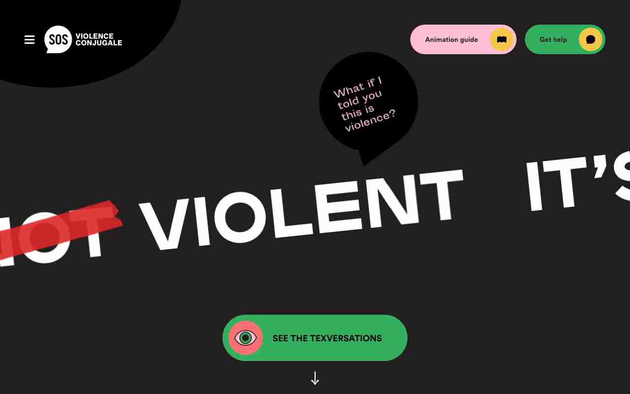 Screenshot of SOS Violence Conjugale website.