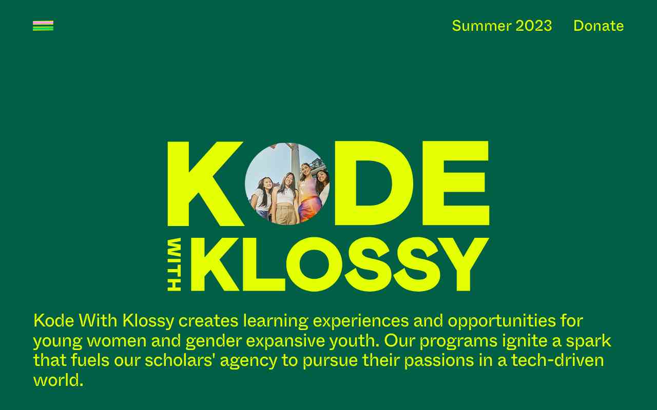 Screenshot of Kode With Klossy website.
