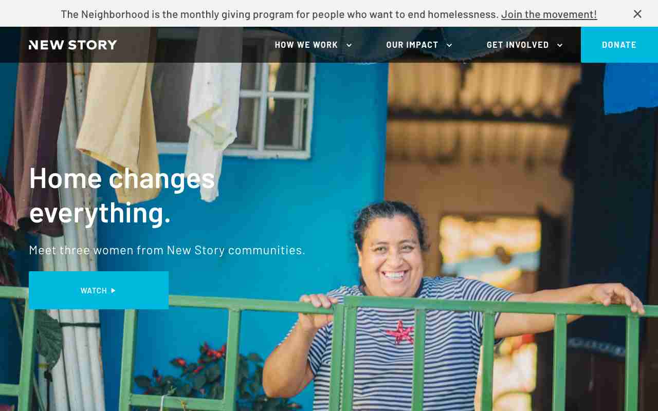 Screenshot of New Story website.