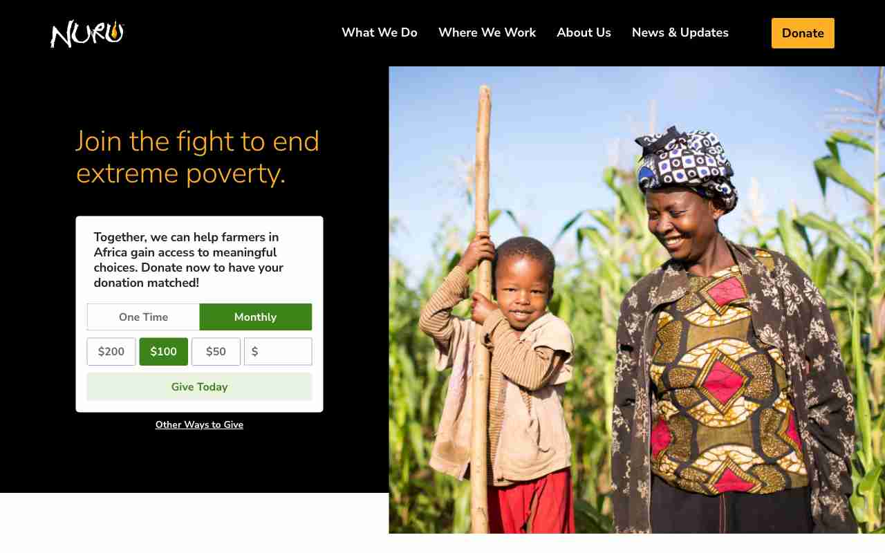 Screenshot of Nuru International website.