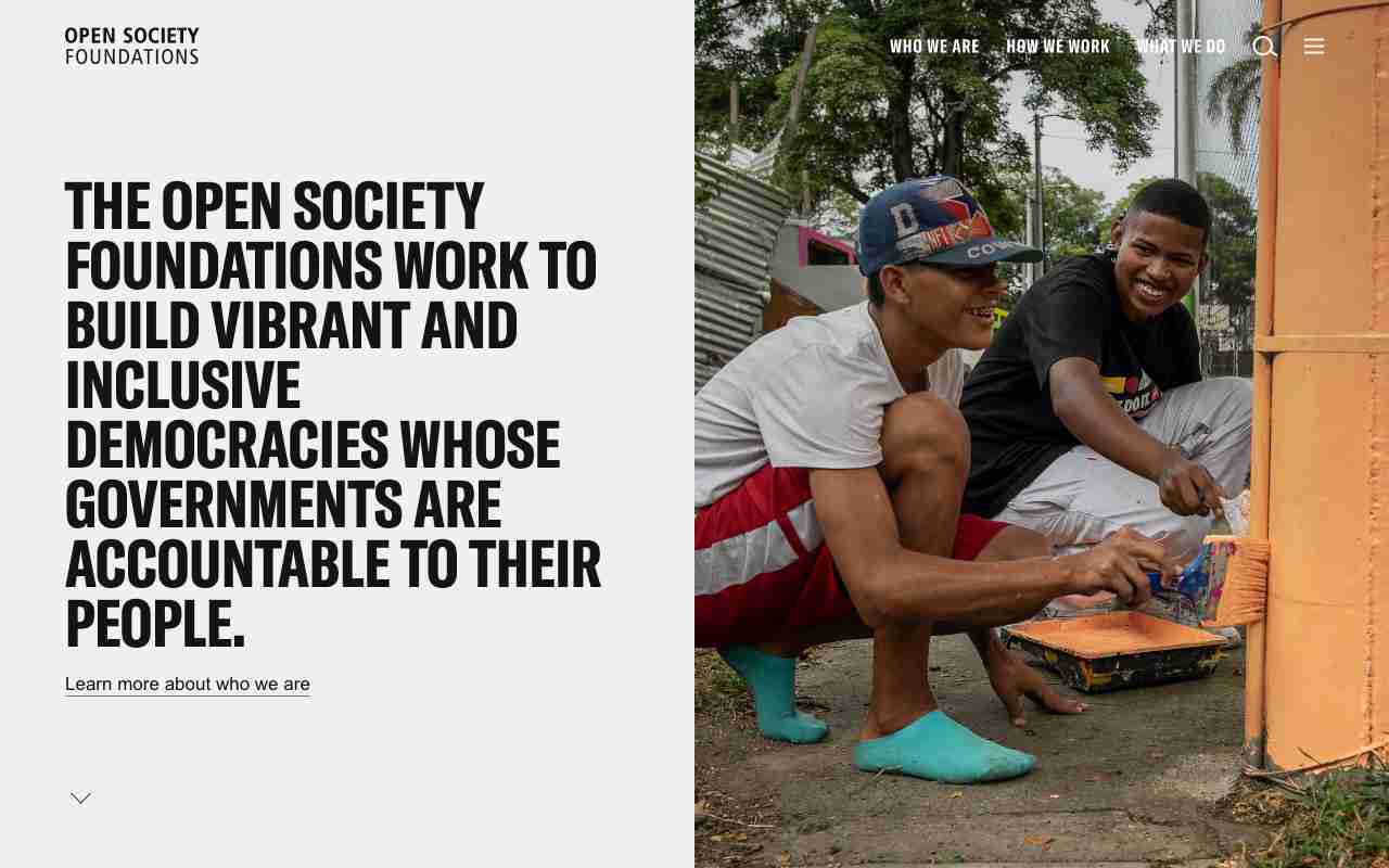 Screenshot of Open Society Foundations website.