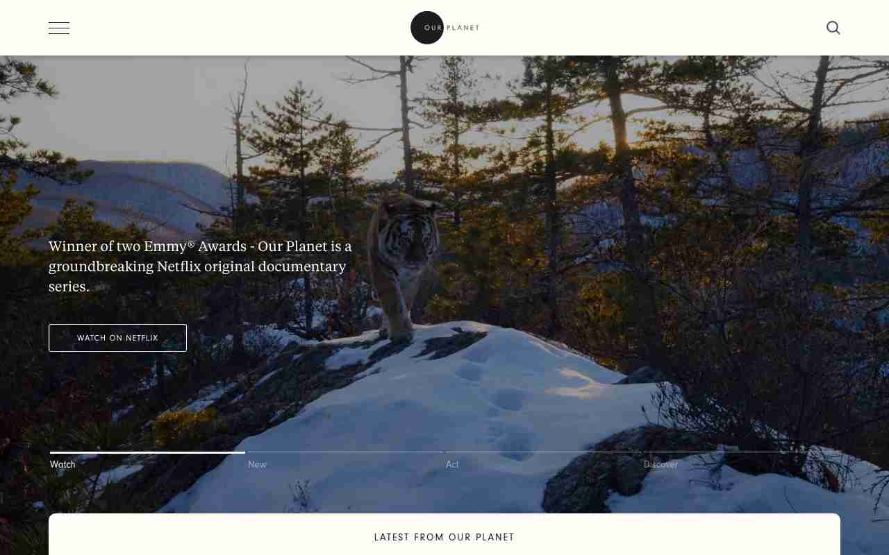 Screenshot of Our Planet website.