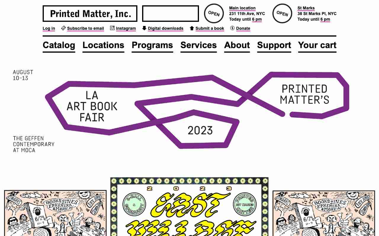 Screenshot of Printed Matter website.