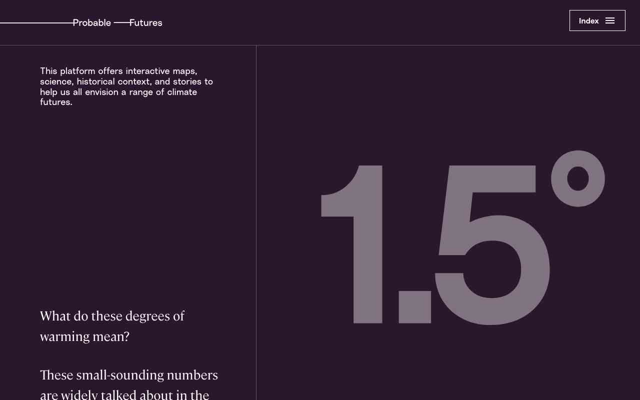 Screenshot of Probable Futures website.