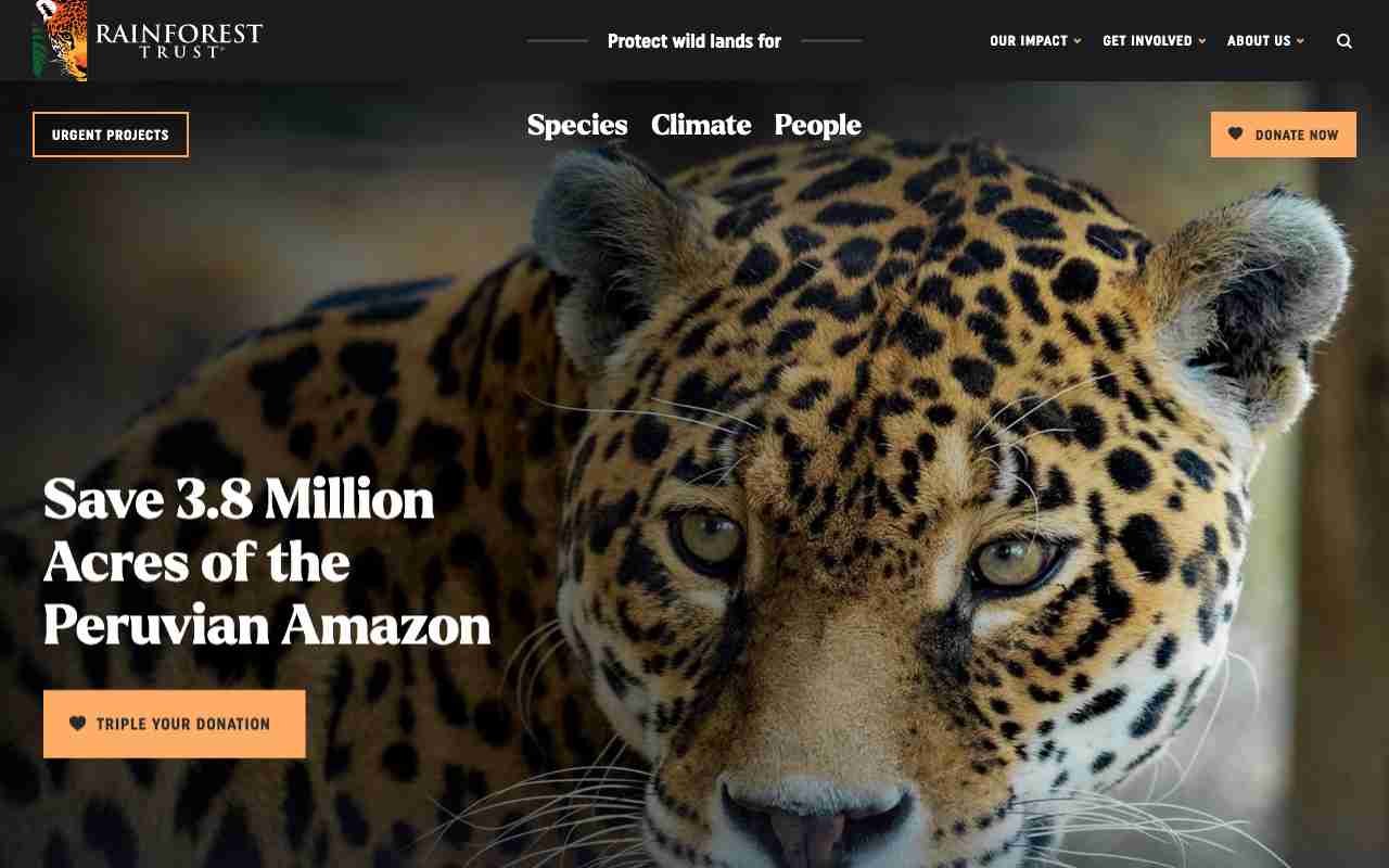 Screenshot of Rainforest Trust website.