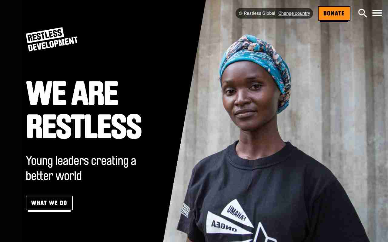 Screenshot of Restless Development website.