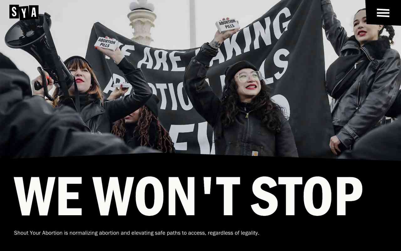Screenshot of Shout Your Abortion website.