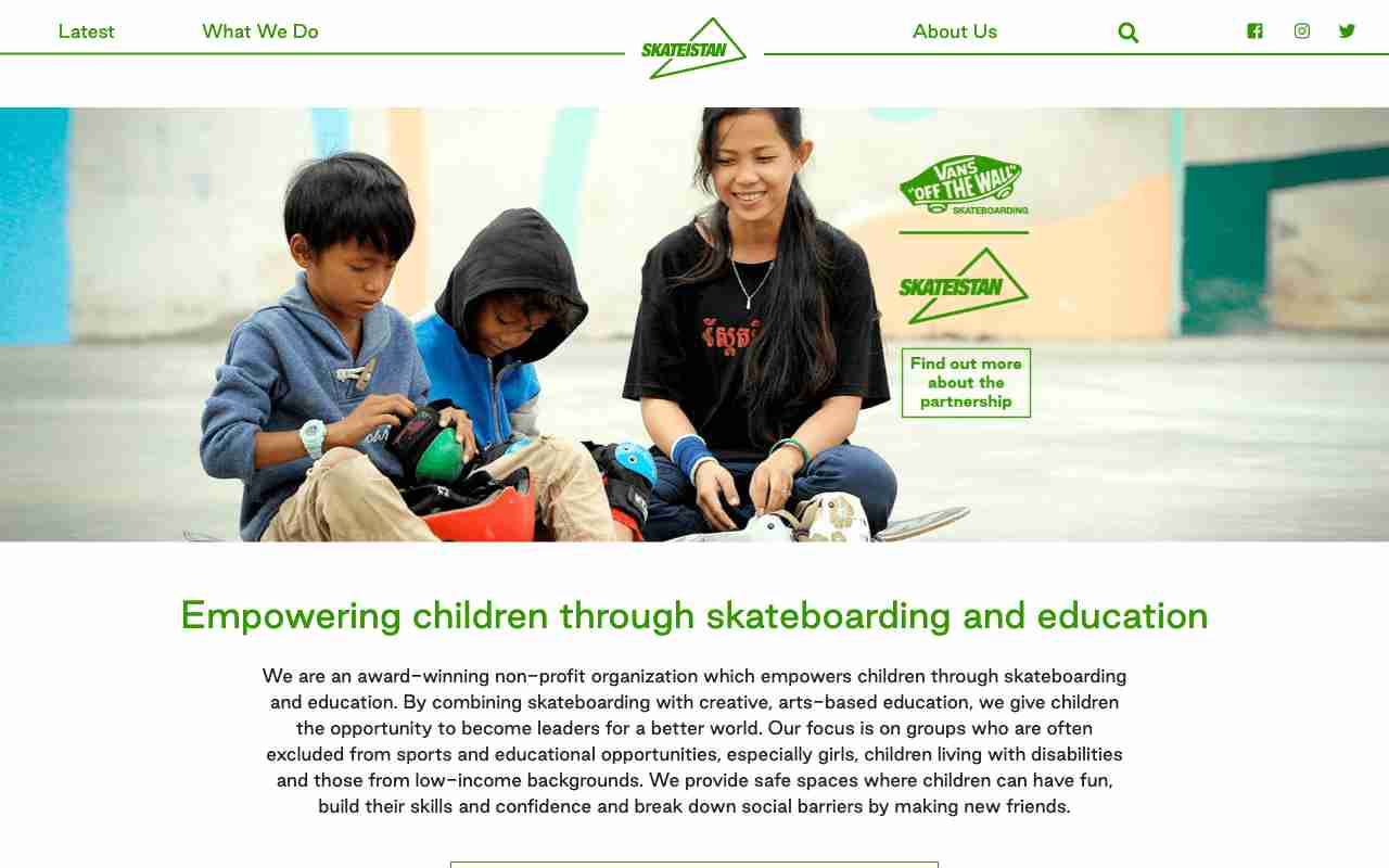 Screenshot of Skateistan website.