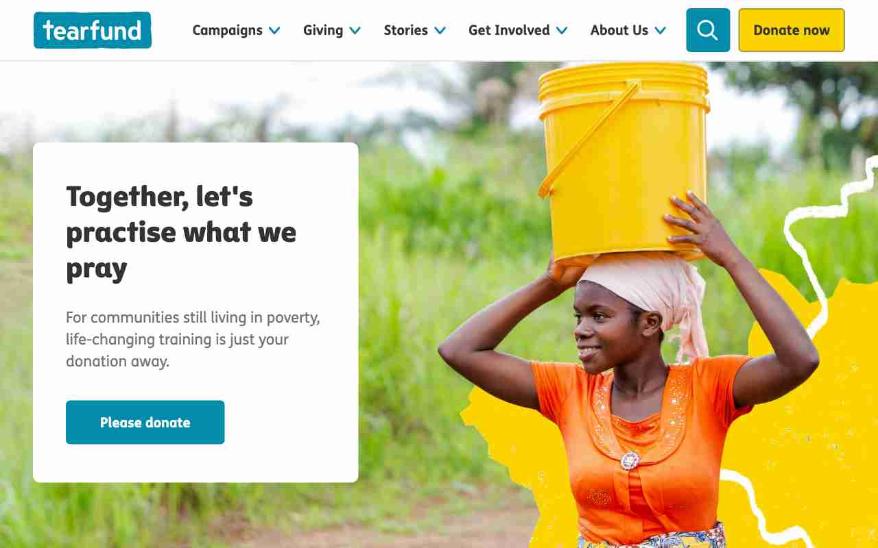Screenshot of Tearfund website.