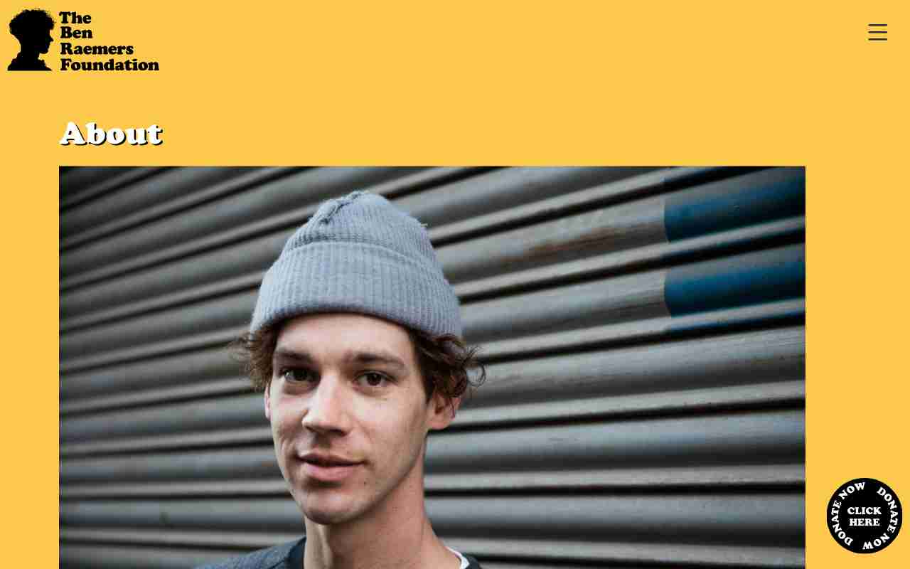 Screenshot of Ben Raemers Foundation website.