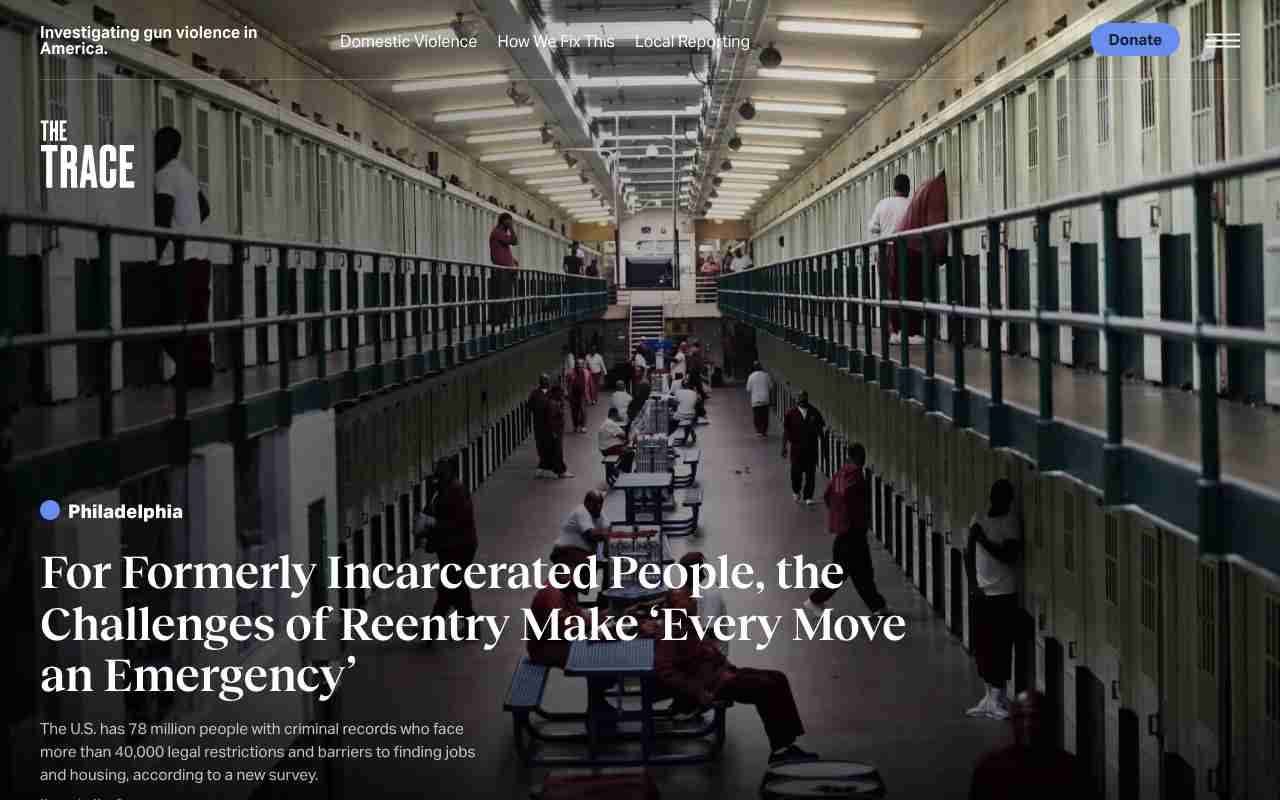 Screenshot of The Trace website.