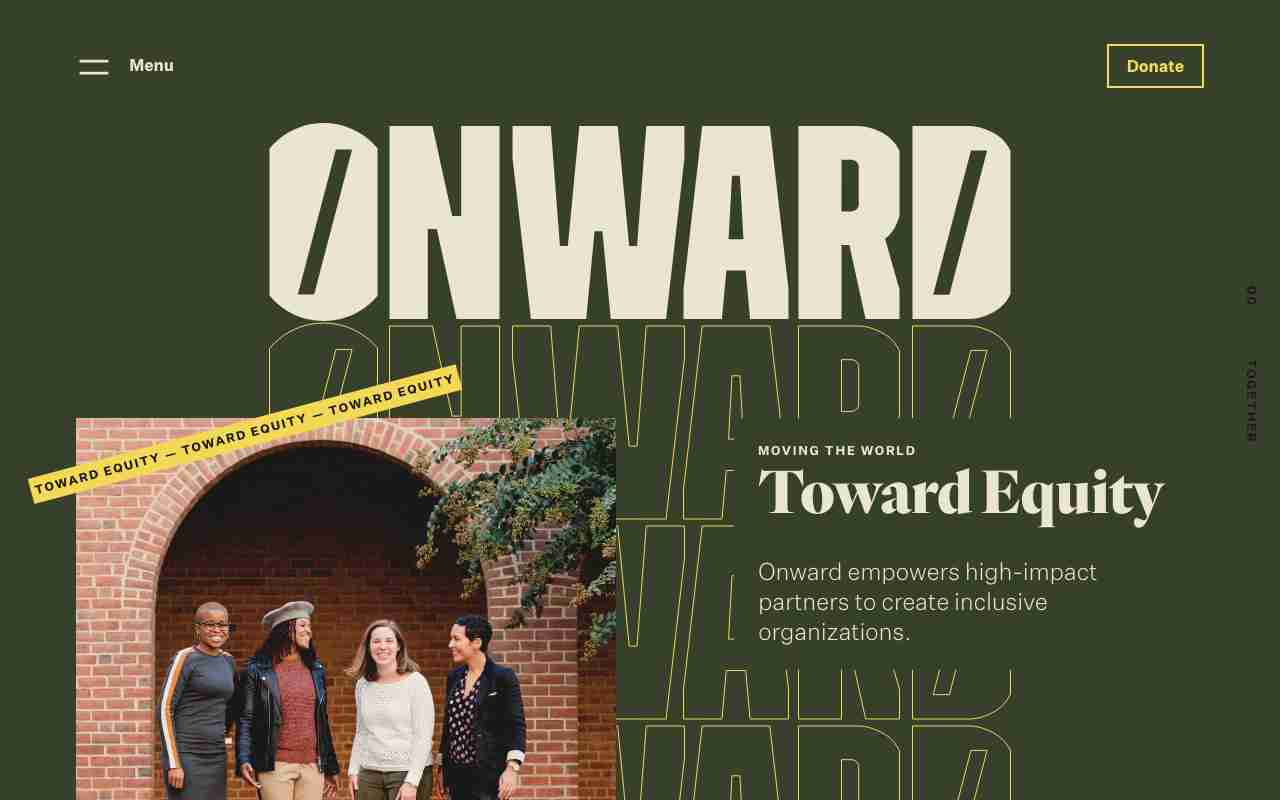 Screenshot of Onward website.