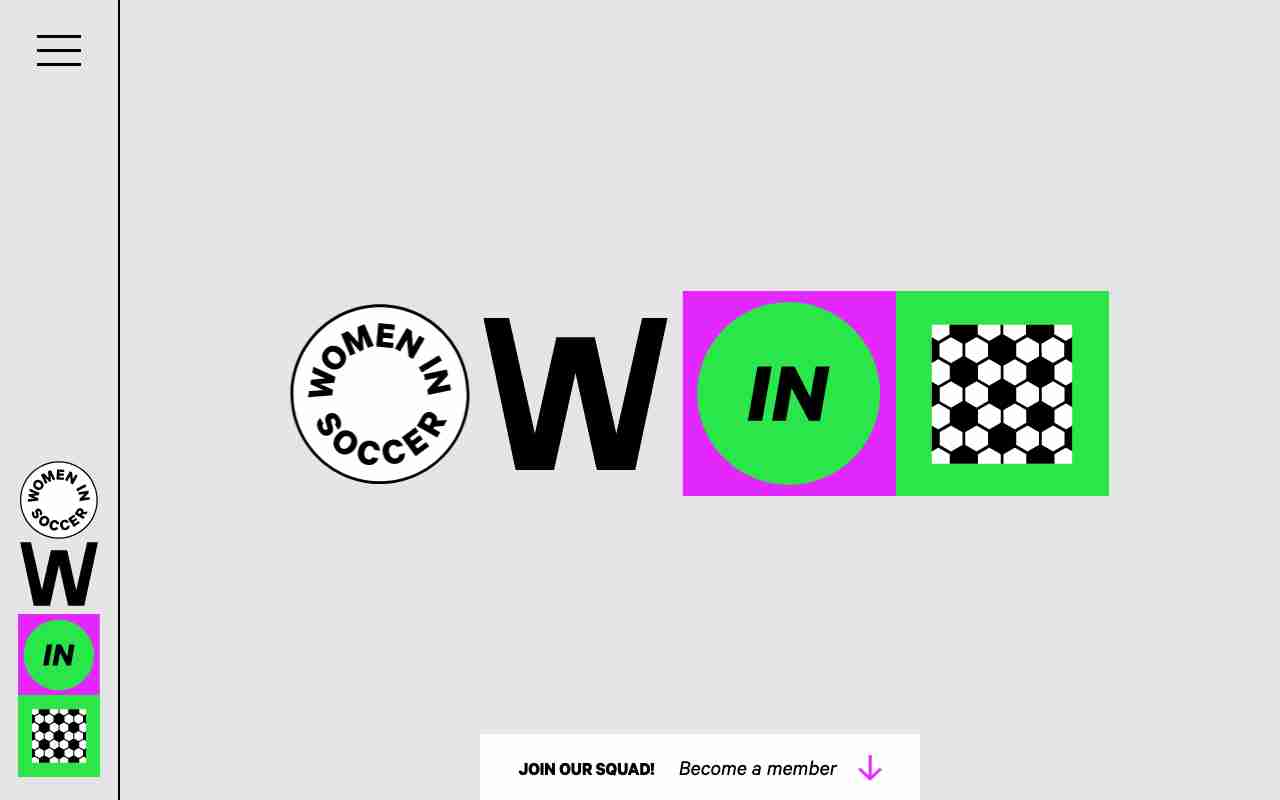 Screenshot of Women in Soccer website.