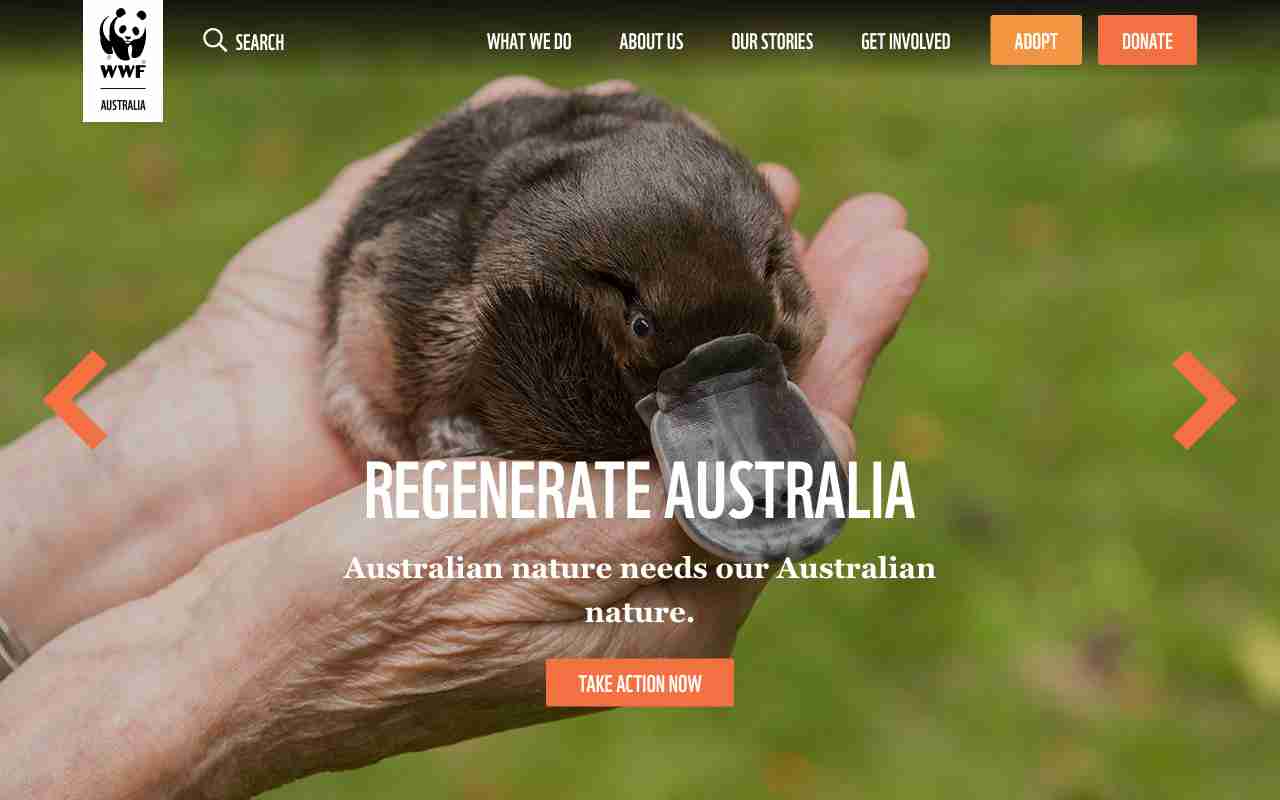 Screenshot of WWF Australia website.