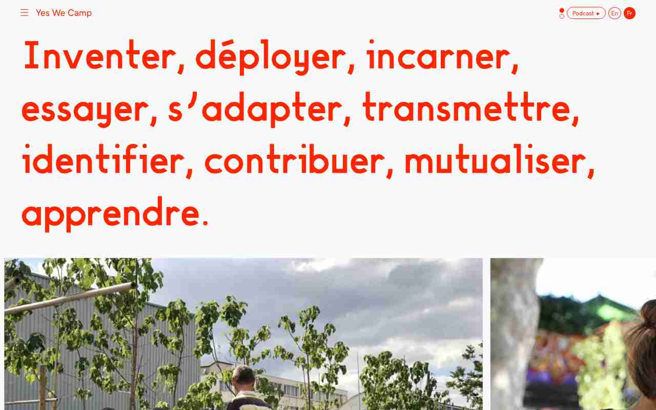 Screenshot of Yes We Camp website.